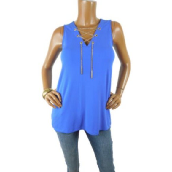 Michael Kors Tops - MICHAEL KORS Top S Petite Blue Sleeveless Shirt